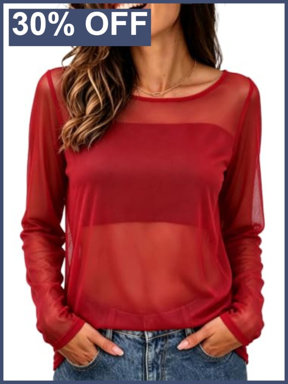Women's Sheer Mesh Lace Long Sleeve Leopard Print Top